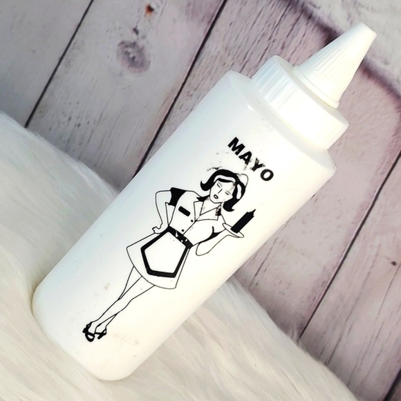 Vintage Retro Pin-up Girl Mayo Dispenser Mayonnaise Plastic Squeeze Bottle White - Picture 3 of 11